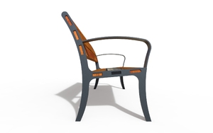 mała architektura, fotowoltaika, ławka, siedzisko z drewna, solarna listwa smartbeam, stylizowane