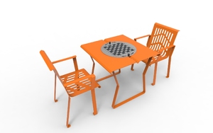 street furniture, chair, for single person, picnic set, seating, obrotowa szachownica, steel backrest, steel seating, table, chess