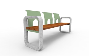 street furniture, concrete, smooth concrete, seating, steel backrest, wood seating