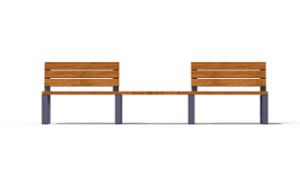 gatumöbler, dubbelsidig, bänk, bänk, modulär, ryggstöd av trä, sittplatser av trä