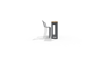 gatumöbler, chair, hoker, för en person, bänk, ryggstöd i stål, stålsits